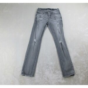 BKE Alec Pants Mens 28 Gray Denim Jeans Straight Distressed Whiskered 28X32*